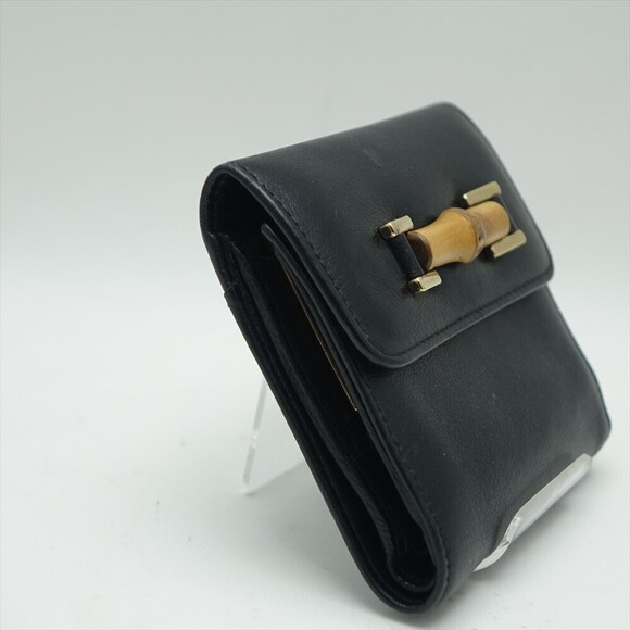 Gucci bifold wallet bamboo black leather - Picture 4 of 7